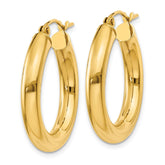 14k 4x25mm Polished Lightweight Tube Hoop Earrings